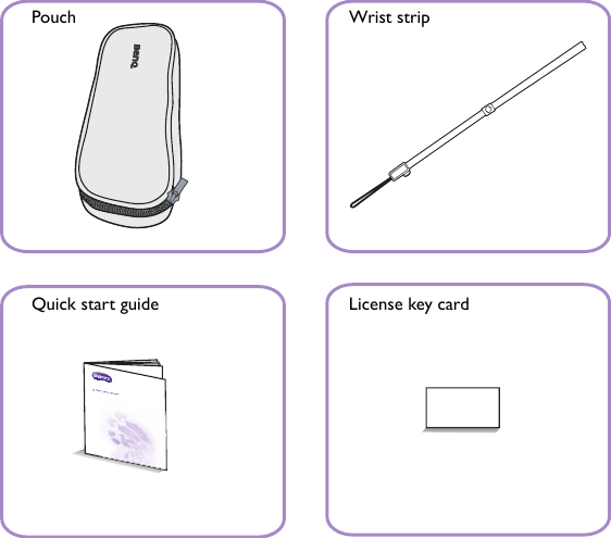 Quick Start GuidePouch Wrist stripLicense key cardQuick start guide