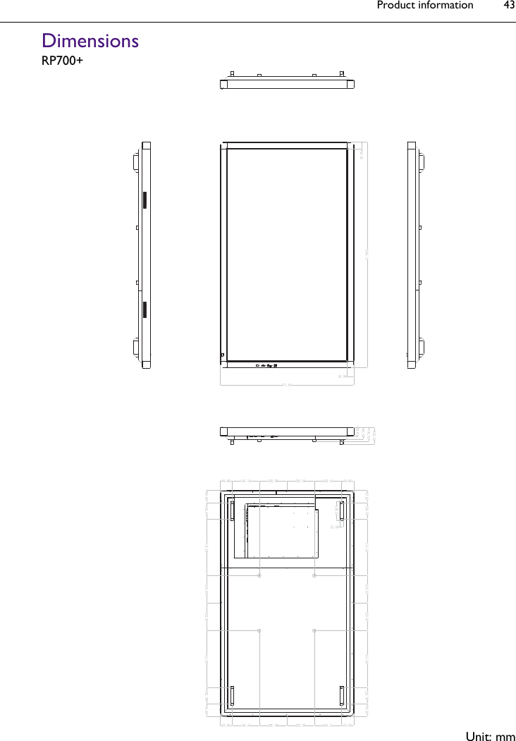 Product information 43DimensionsRP700+Unit: mm