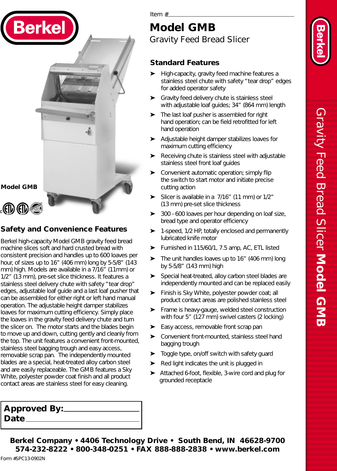 Page 1 of 2 - Berkel Berkel-Gravity-Feed-Bread-Slicer-Gmb-Users-Manual-  Berkel-gravity-feed-bread-slicer-gmb-users-manual