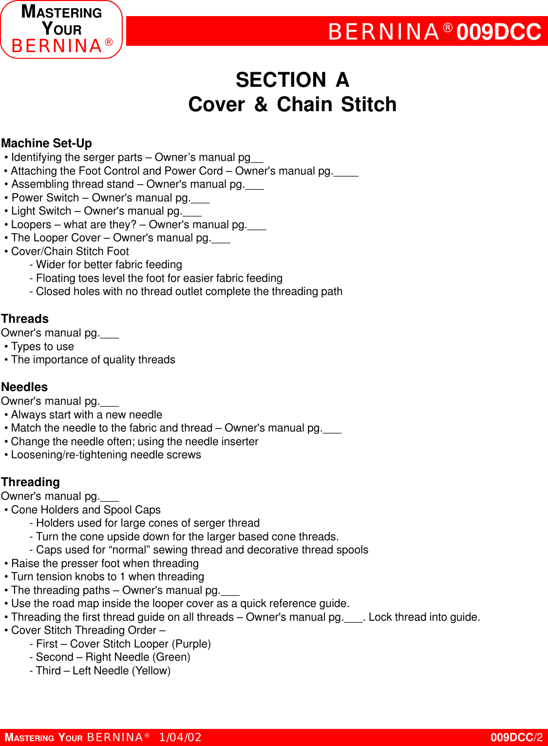 Page 2 of 12 - Bernina Bernina-009Dcc-Owners-Manual- New_009DCC-jos12-6  Bernina-009dcc-owners-manual