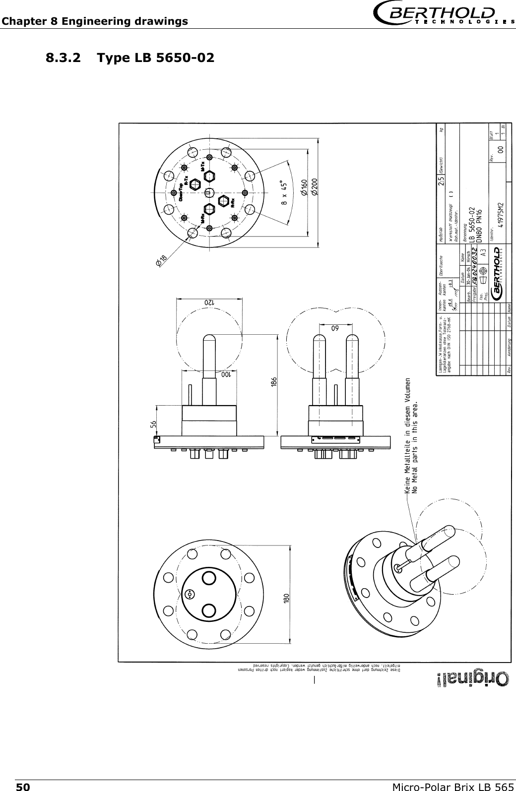 Chapter 8 Engineering drawings   Micro-Polar Brix LB 565 50 8.3.2  Type LB 5650-02  