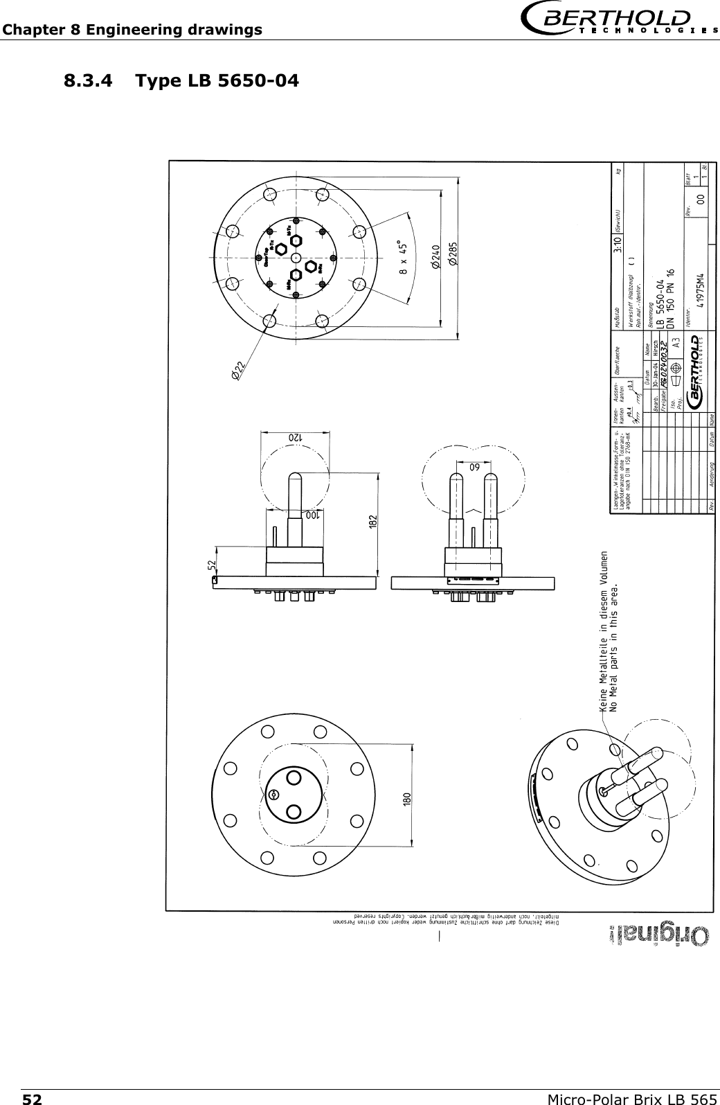 Chapter 8 Engineering drawings   Micro-Polar Brix LB 565 52 8.3.4  Type LB 5650-04  