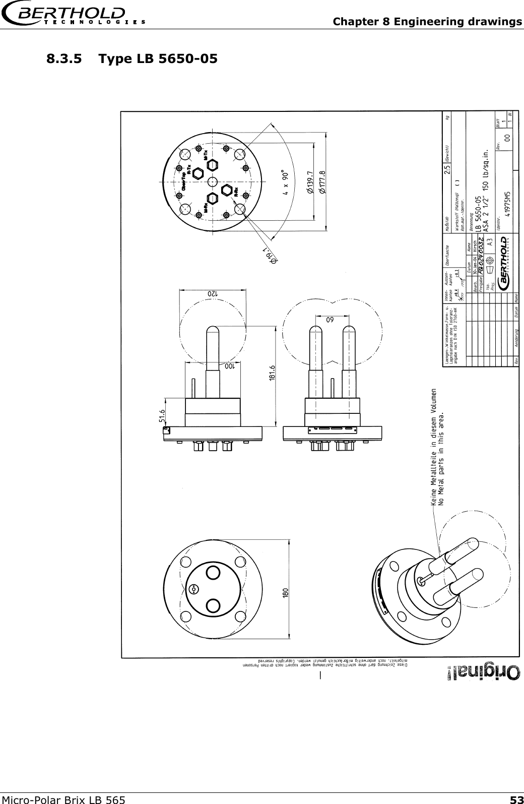   Chapter 8 Engineering drawings Micro-Polar Brix LB 565  538.3.5  Type LB 5650-05   