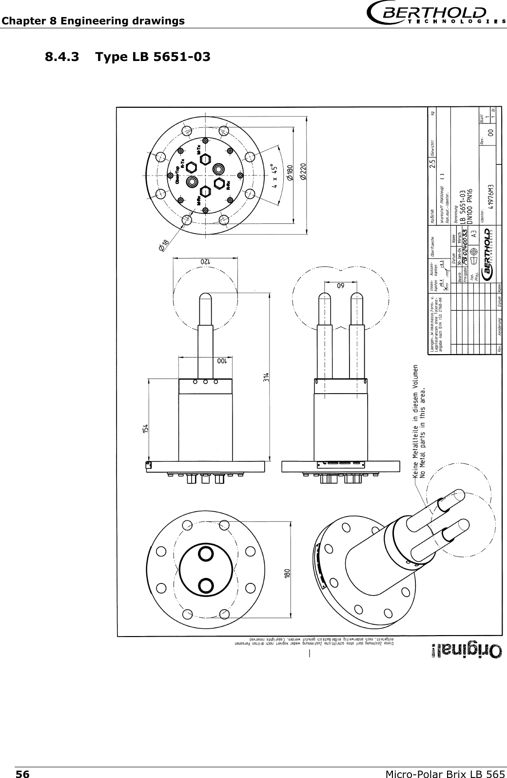 Chapter 8 Engineering drawings   Micro-Polar Brix LB 565 56 8.4.3  Type LB 5651-03    