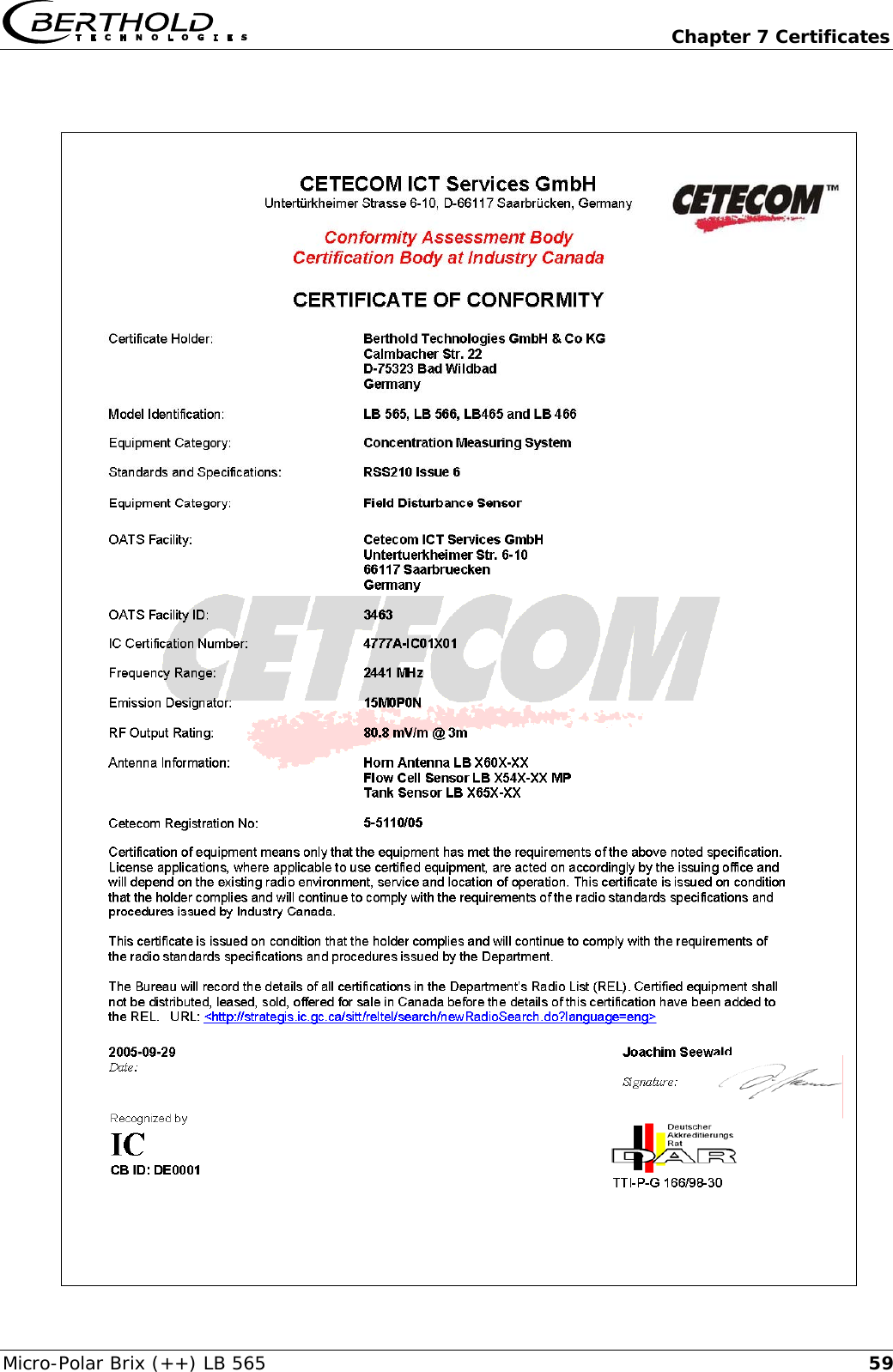  Chapter 7 Certificates Micro-Polar Brix (++) LB 565  59            