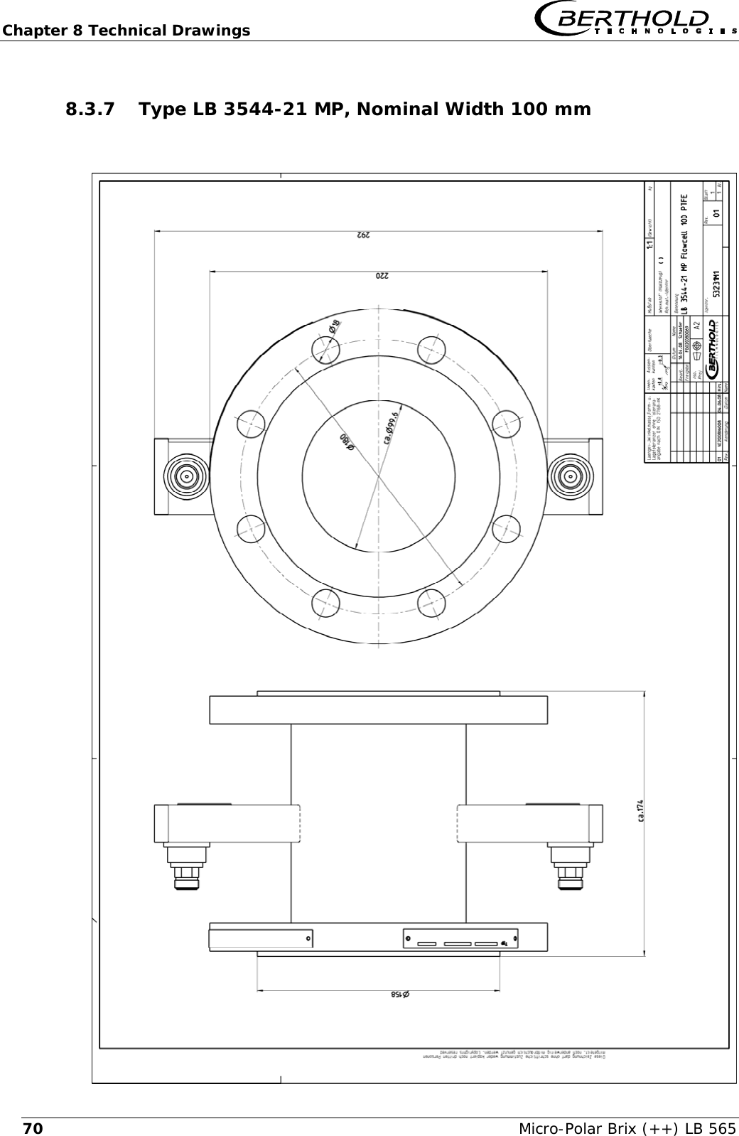Chapter 8 Technical Drawings   Micro-Polar Brix (++) LB 565 708.3.7 Type LB 3544-21 MP, Nominal Width 100 mm   