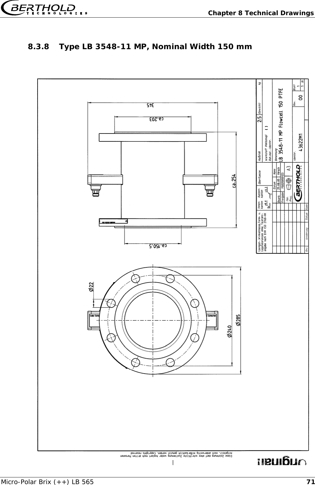   Chapter 8 Technical Drawings Micro-Polar Brix (++) LB 565  718.3.8 Type LB 3548-11 MP, Nominal Width 150 mm      