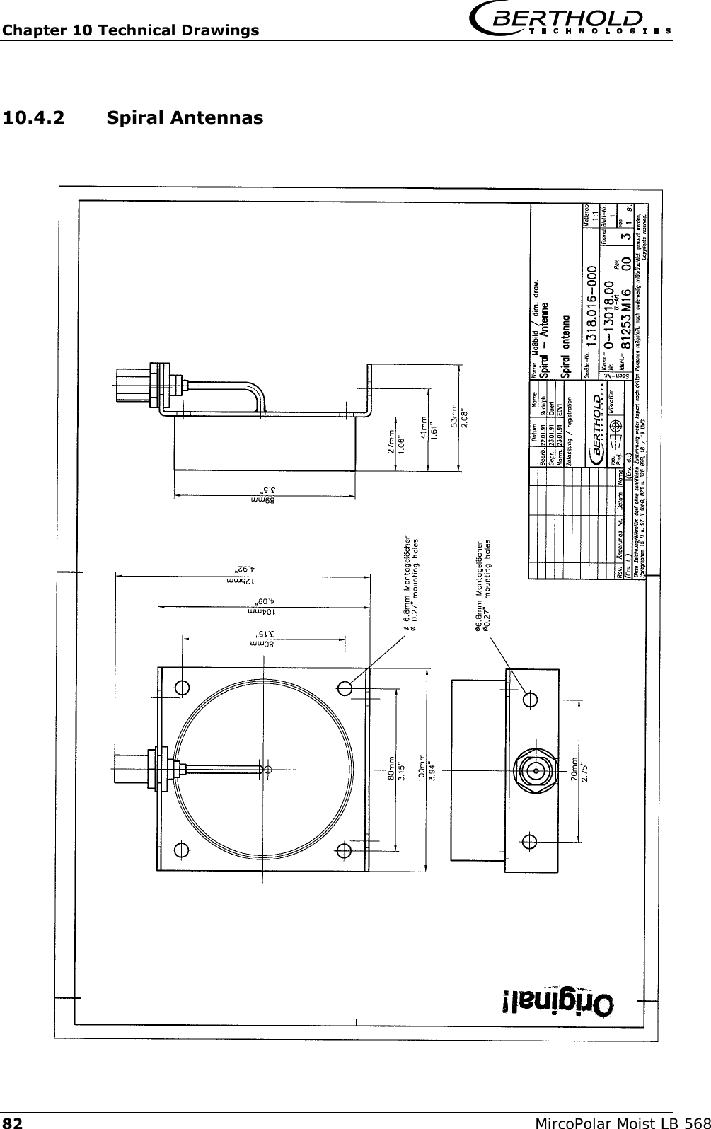 Chapter 10 Technical Drawings   82 MircoPolar Moist LB 568 10.4.2 Spiral Antennas       