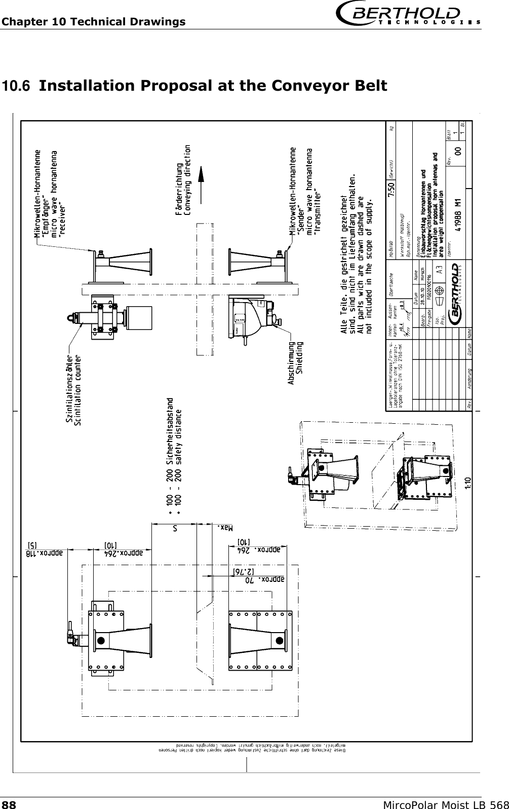 Chapter 10 Technical Drawings   88 MircoPolar Moist LB 568 10.6  Installation Proposal at the Conveyor Belt     