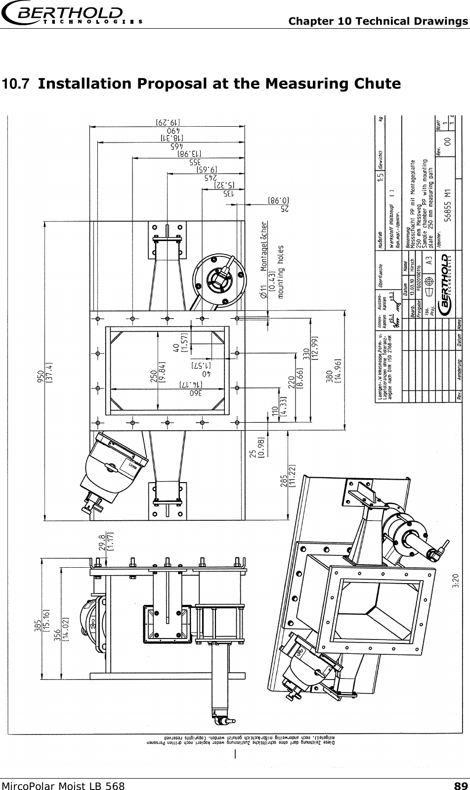  Chapter 10 Technical Drawings MircoPolar Moist LB 568 89 10.7  Installation Proposal at the Measuring Chute            