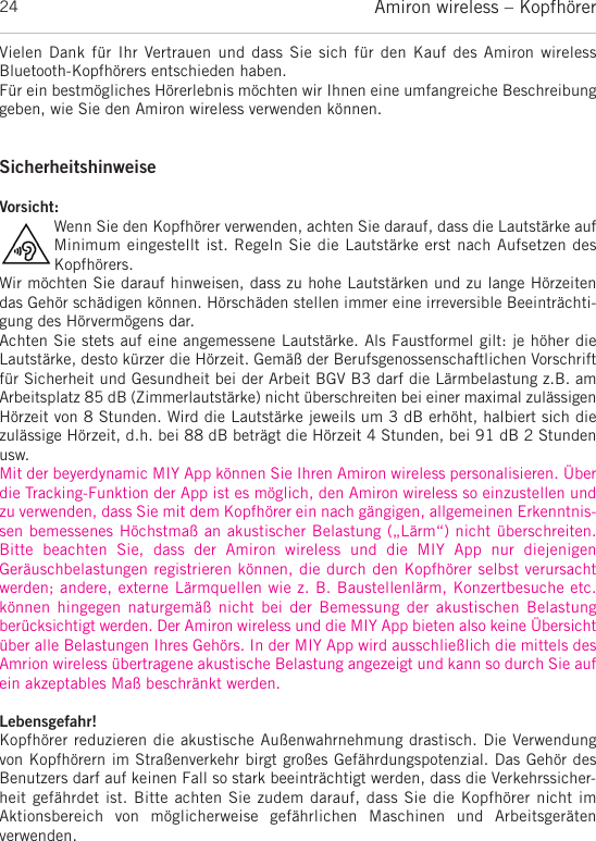 Page 24 of Beyerdynamic AMIRON Bluetooth Headset User Manual MAN Amiron wireless EN DE FR ES JP KO ZH  Layout 1