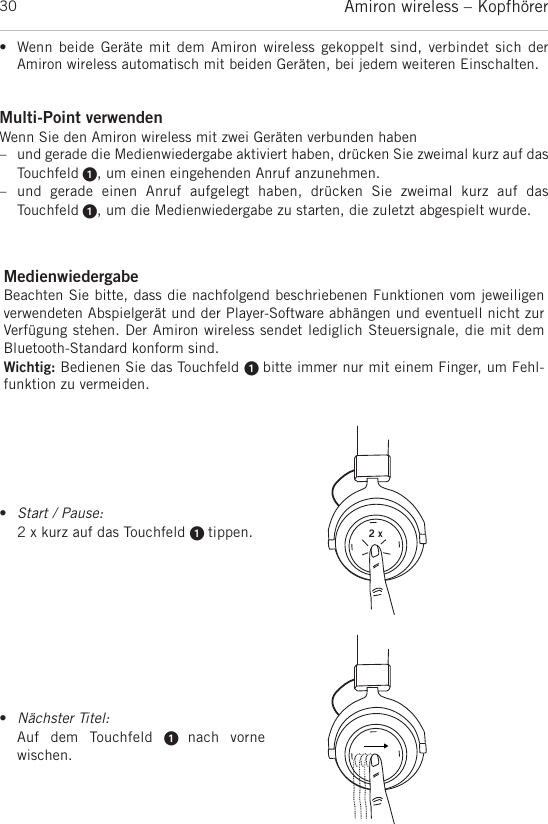 Page 30 of Beyerdynamic AMIRON Bluetooth Headset User Manual MAN Amiron wireless EN DE FR ES JP KO ZH  Layout 1