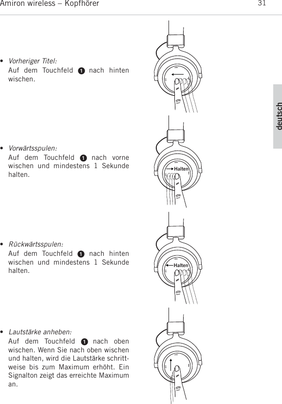 Page 31 of Beyerdynamic AMIRON Bluetooth Headset User Manual MAN Amiron wireless EN DE FR ES JP KO ZH  Layout 1