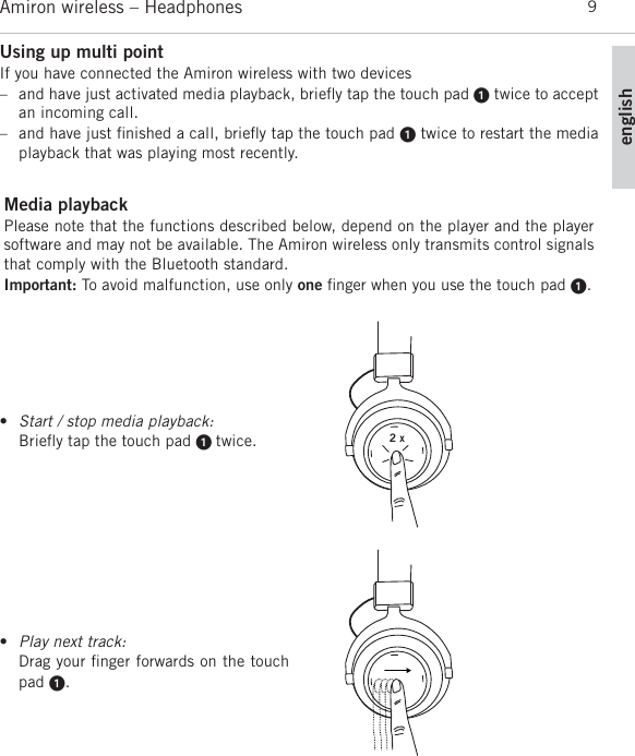 Page 9 of Beyerdynamic AMIRON Bluetooth Headset User Manual MAN Amiron wireless EN DE FR ES JP KO ZH  Layout 1