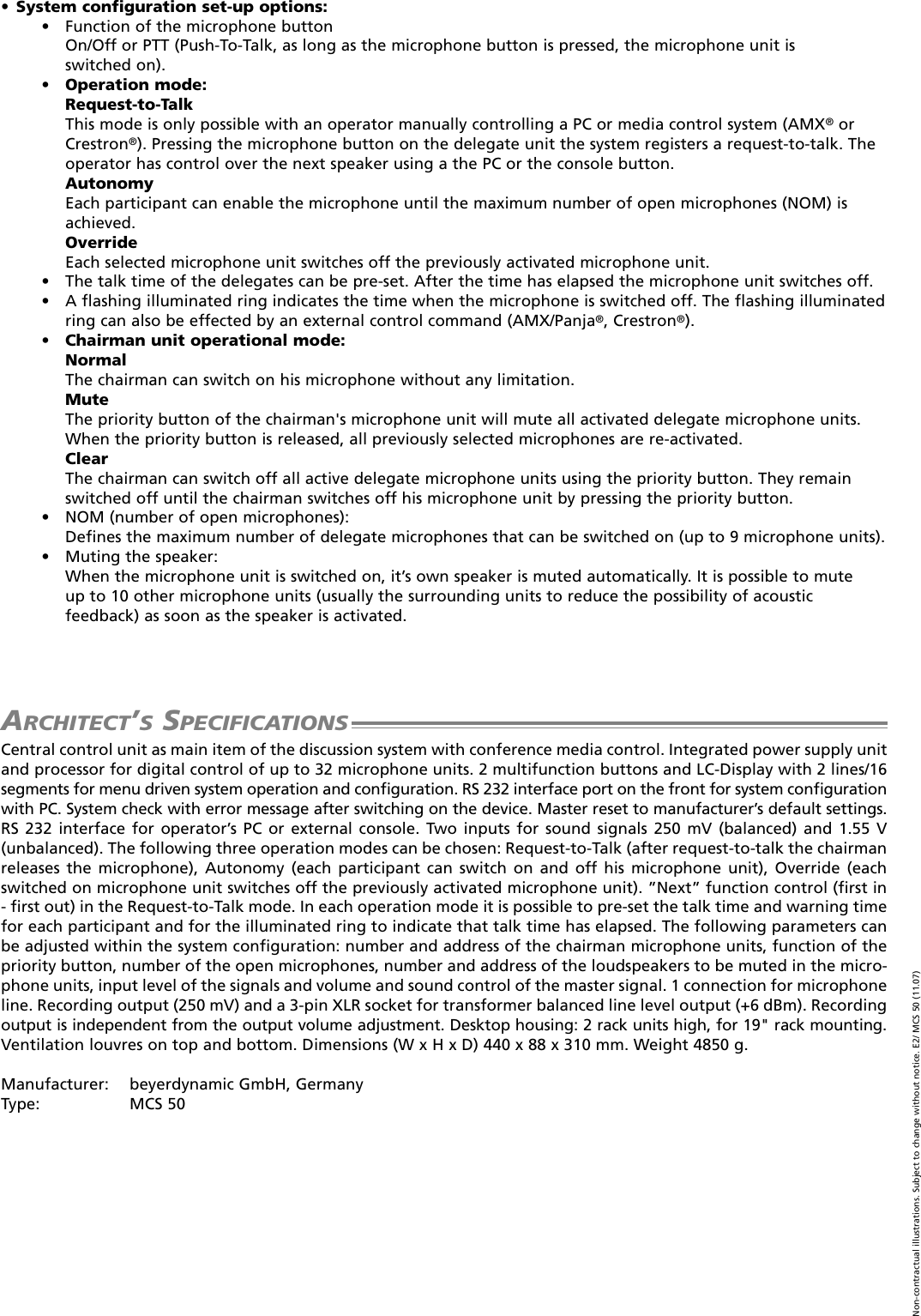 Page 2 of 7 - Beyerdynamic Beyerdynamic-Discussion-Control-Unit-Mcs-50-Users-Manual- MCS50_DB_E  Beyerdynamic-discussion-control-unit-mcs-50-users-manual