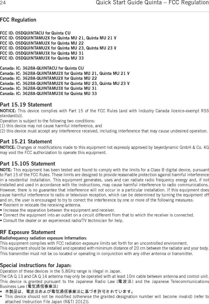 Quick Start Guide Quinta &ndash; Notes 25english