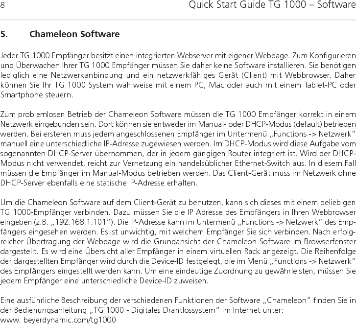 Quick Start Guide TG 1000 &ndash; Notizen 9deutsch