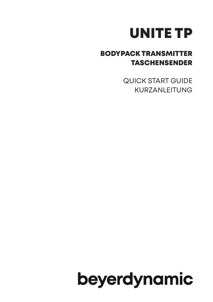 UNITE TPBODYPACK TRANSMITTERTASCHENSENDERQUICK START GUIDEKURZANLEITUNG