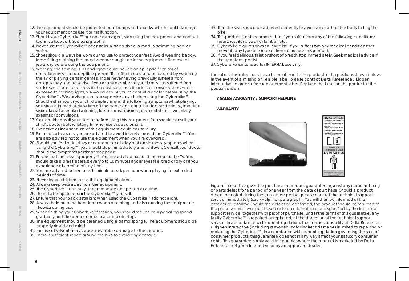 Page 10 of Bigben Interactive 5008B Handle bar unit for cyberbike User Manual SMG CYBERBIKE EUR indd