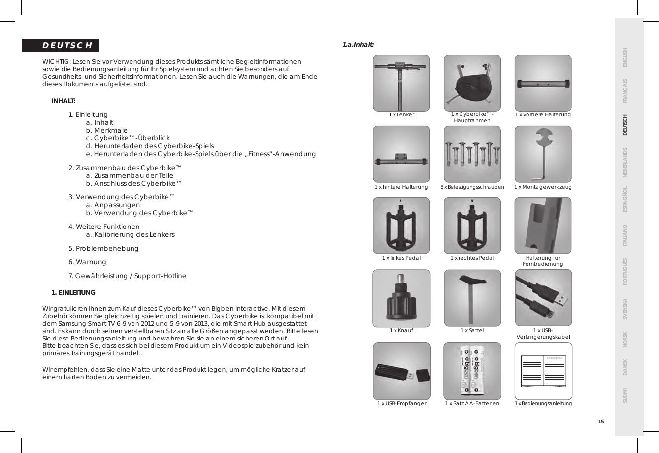 Page 19 of Bigben Interactive 5008B Handle bar unit for cyberbike User Manual SMG CYBERBIKE EUR indd