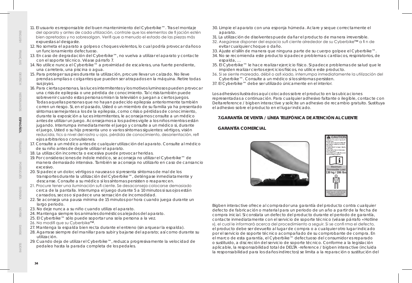 Page 38 of Bigben Interactive 5008B Handle bar unit for cyberbike User Manual SMG CYBERBIKE EUR indd