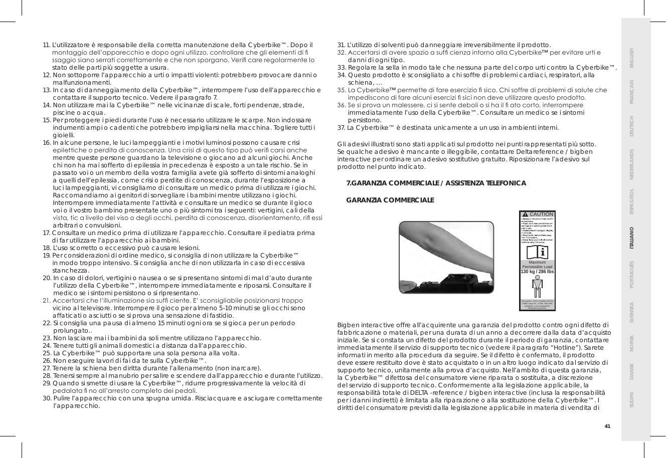 Page 45 of Bigben Interactive 5008B Handle bar unit for cyberbike User Manual SMG CYBERBIKE EUR indd