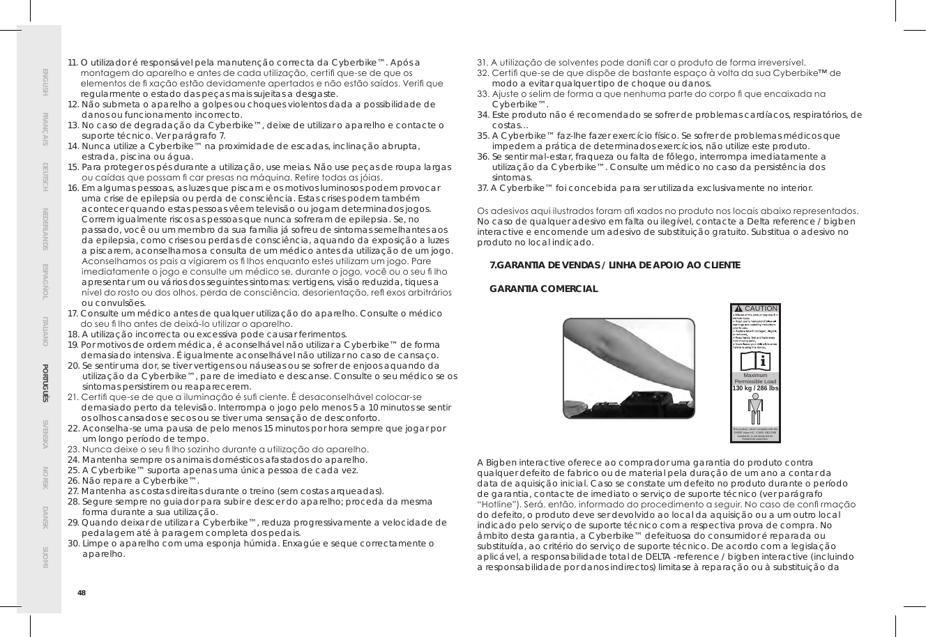 Page 52 of Bigben Interactive 5008B Handle bar unit for cyberbike User Manual SMG CYBERBIKE EUR indd