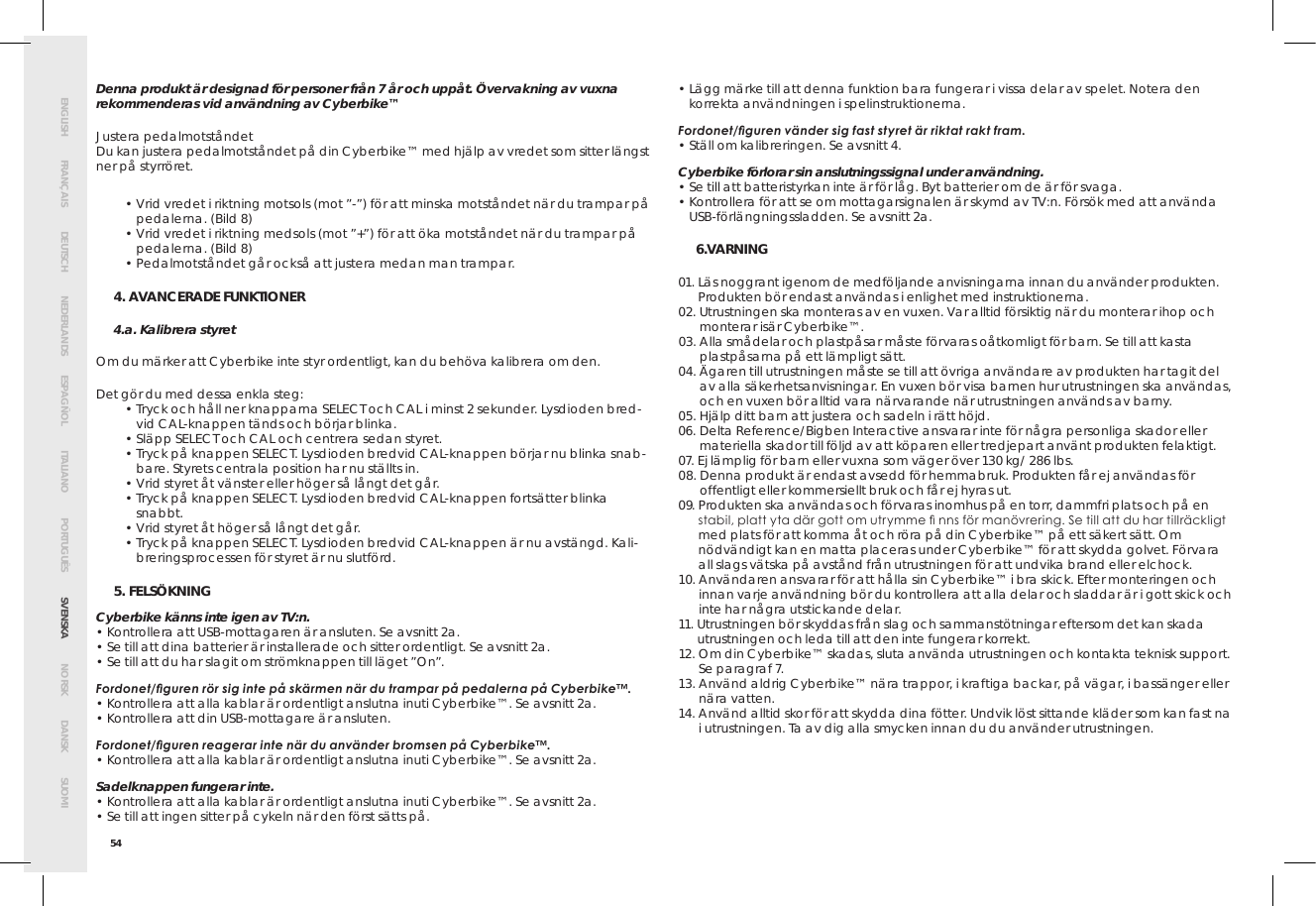 Page 58 of Bigben Interactive 5008B Handle bar unit for cyberbike User Manual SMG CYBERBIKE EUR indd