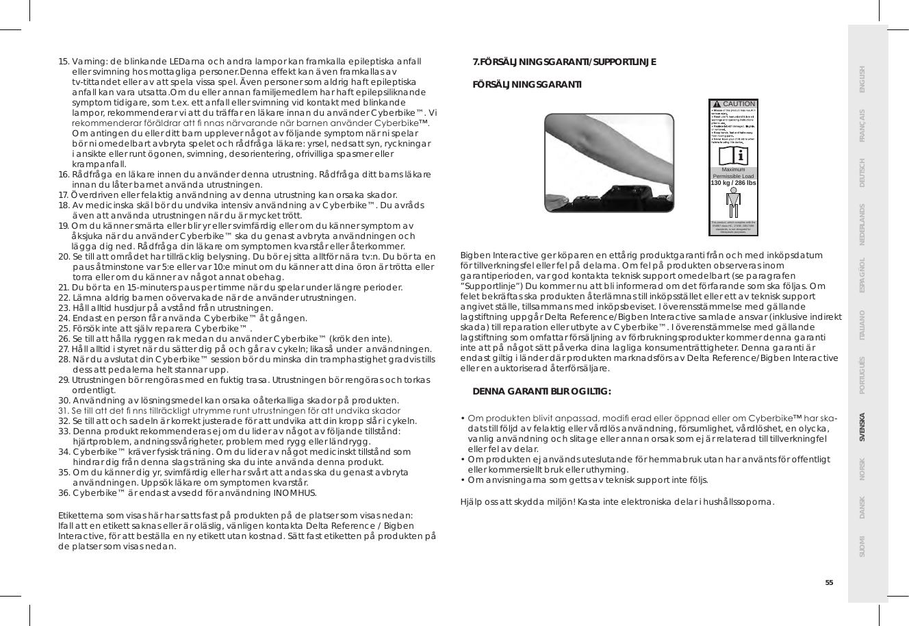 Page 59 of Bigben Interactive 5008B Handle bar unit for cyberbike User Manual SMG CYBERBIKE EUR indd