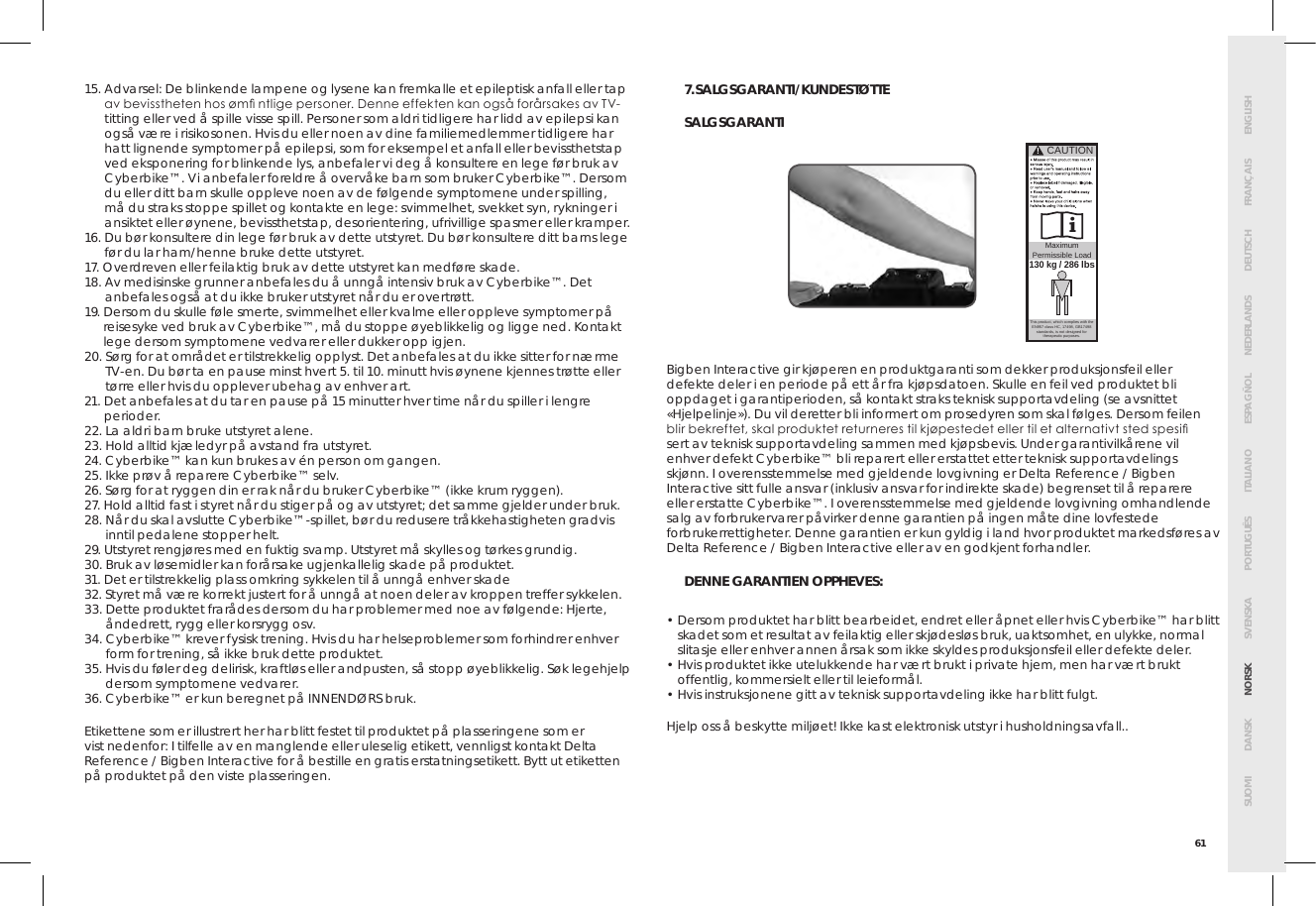 Page 65 of Bigben Interactive 5008B Handle bar unit for cyberbike User Manual SMG CYBERBIKE EUR indd