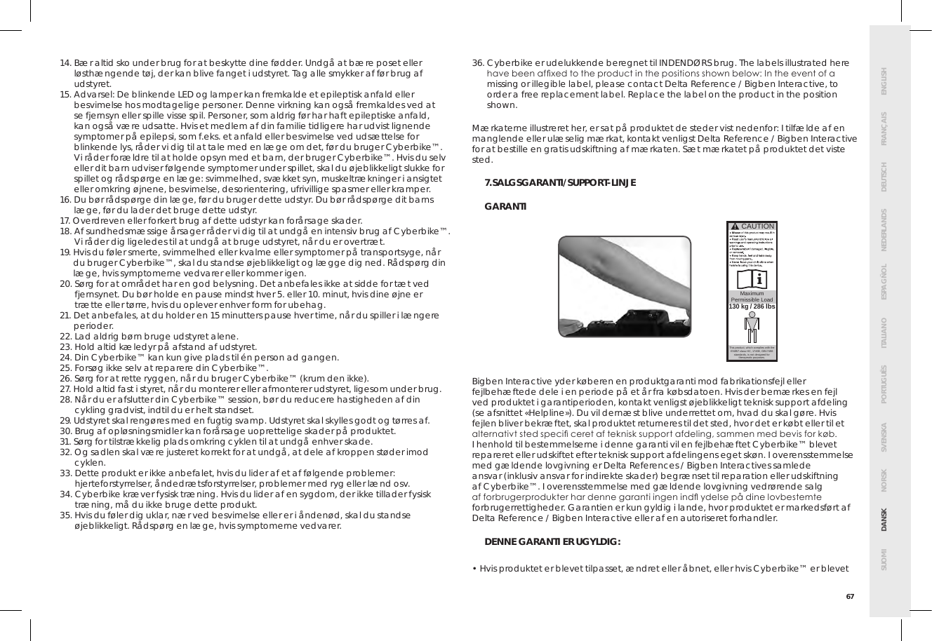 Page 71 of Bigben Interactive 5008B Handle bar unit for cyberbike User Manual SMG CYBERBIKE EUR indd