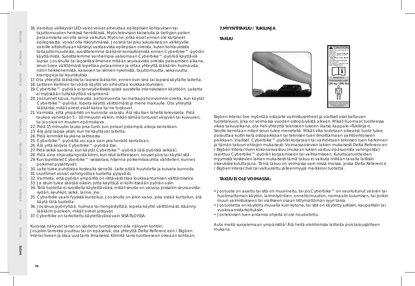 Page 78 of Bigben Interactive 5008B Handle bar unit for cyberbike User Manual SMG CYBERBIKE EUR indd