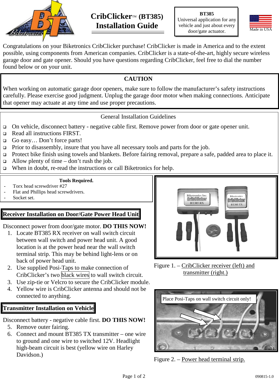 Biketronics BT385TX CribClicker User Manual RetroRadio Instructions