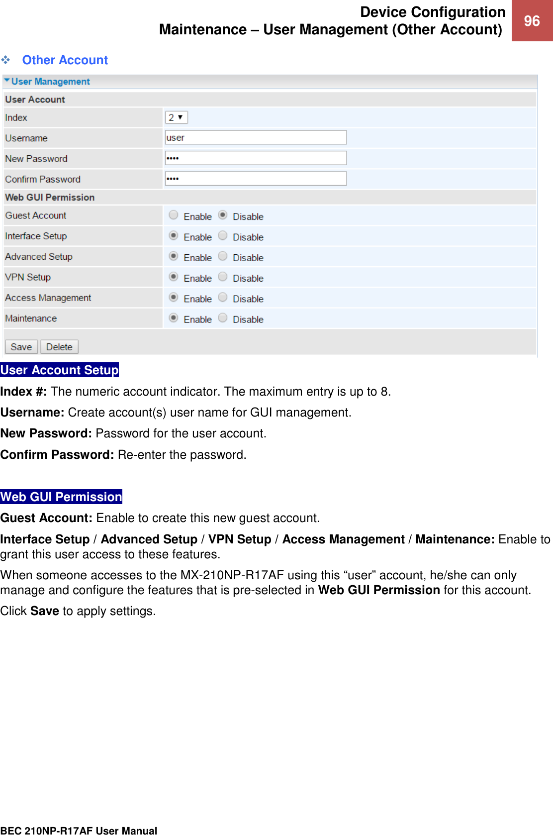 Page 101 of Billion Electric BIL-210NPR17AF 4G/LTE Broadband Router with PoE User Manual BEC MX 210NP UM v1 01 2019