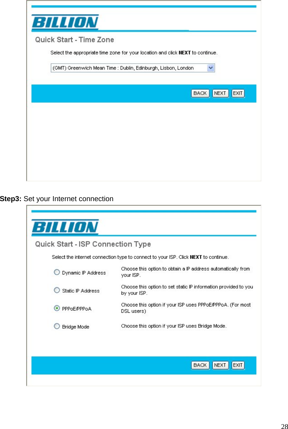   Step3: Set your Internet connection    28