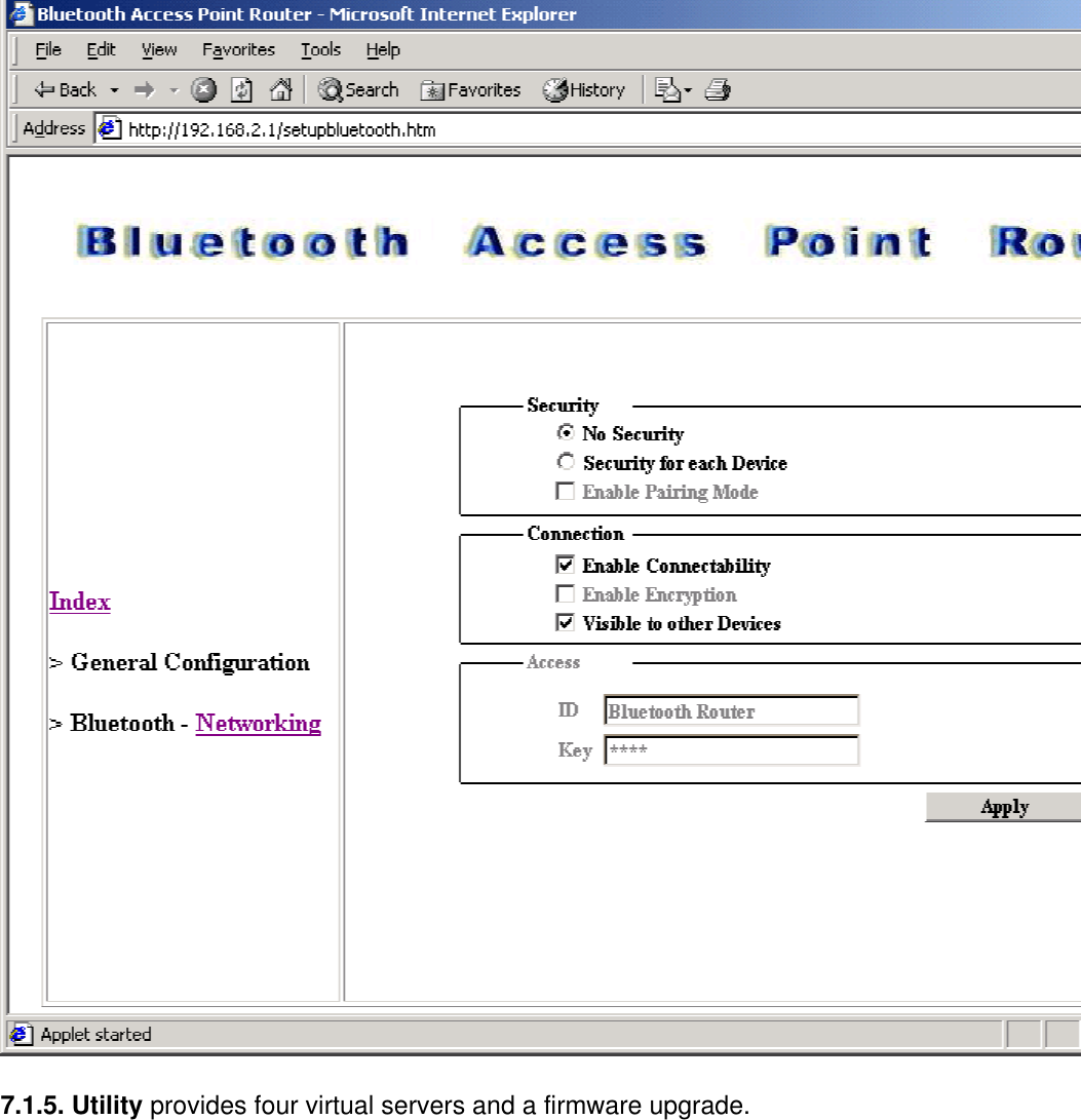 7.1.5. Utility provides four virtual servers and a firmware upgrade. 