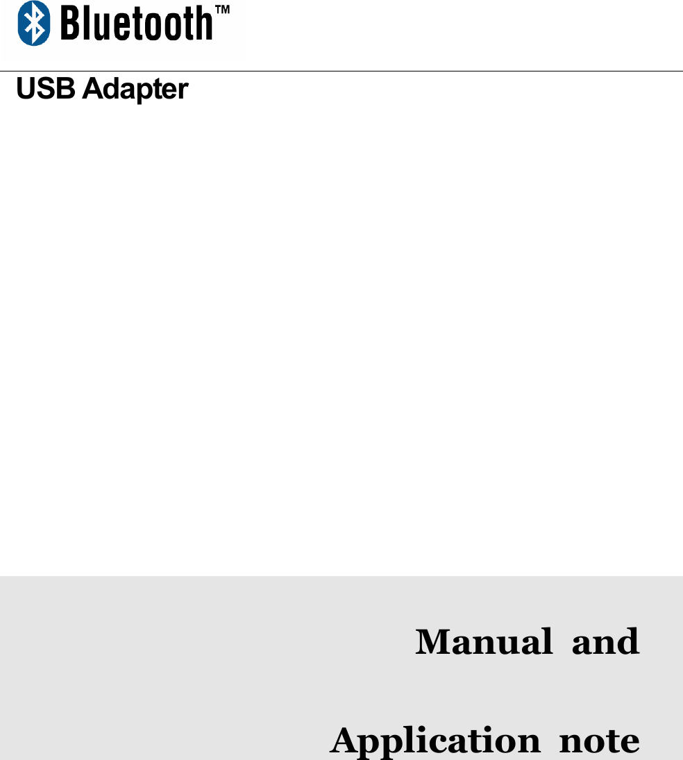 USB Adapter Manual and Application note1.0