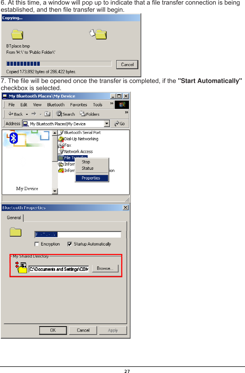   276. At this time, a window will pop up to indicate that a file transfer connection is being established, and then file transfer will begin.  7. The file will be opened once the transfer is completed, if the &quot;Start Automatically&quot; checkbox is selected.   