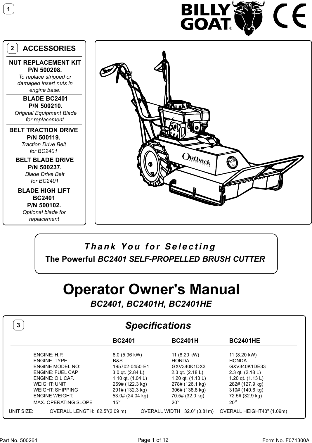 Page 1 of 12 - Billy-Goat Billy-Goat-Bc2401-Users-Manual-  Billy-goat-bc2401-users-manual