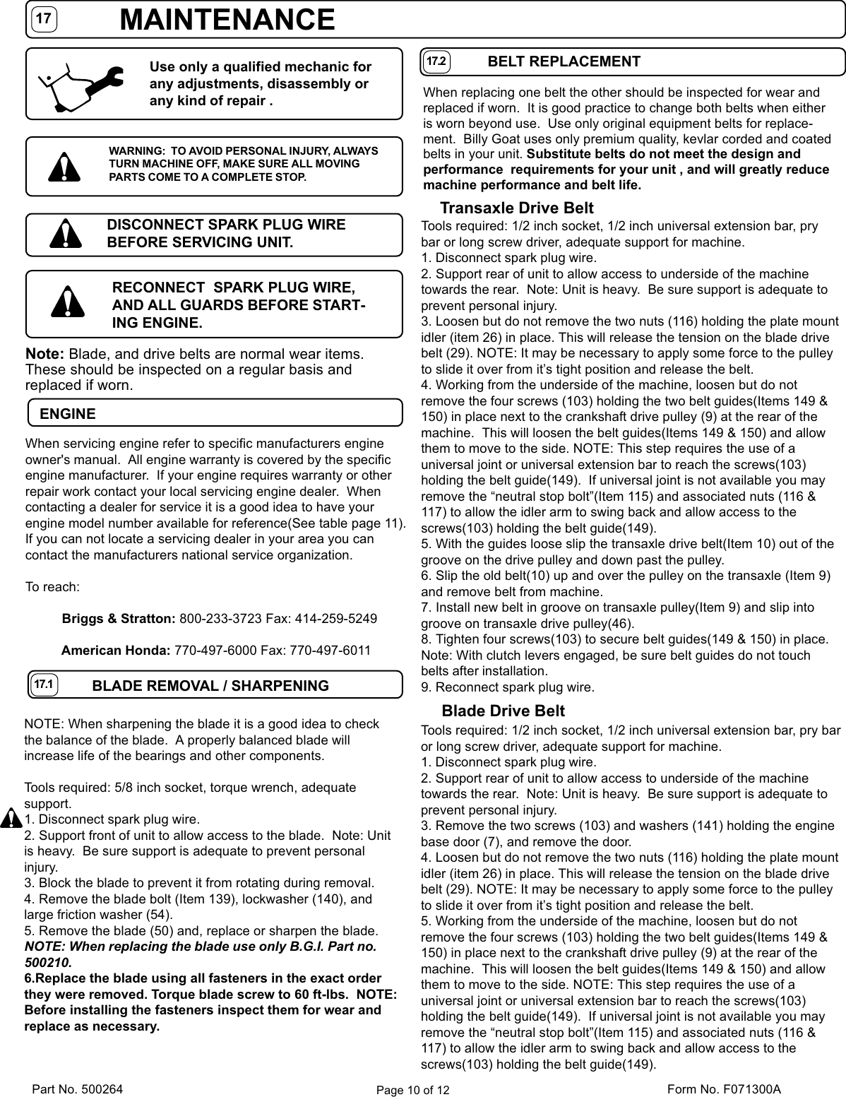 Page 10 of 12 - Billy-Goat Billy-Goat-Bc2401-Users-Manual-  Billy-goat-bc2401-users-manual