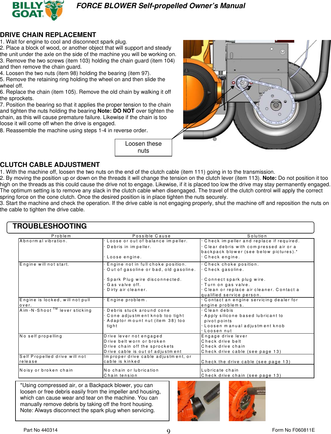 Page 9 of 12 - Billy-Goat Billy-Goat-F1302Sph-Users-Manual 440314 F060811E FORCE SP OPER MANUAL