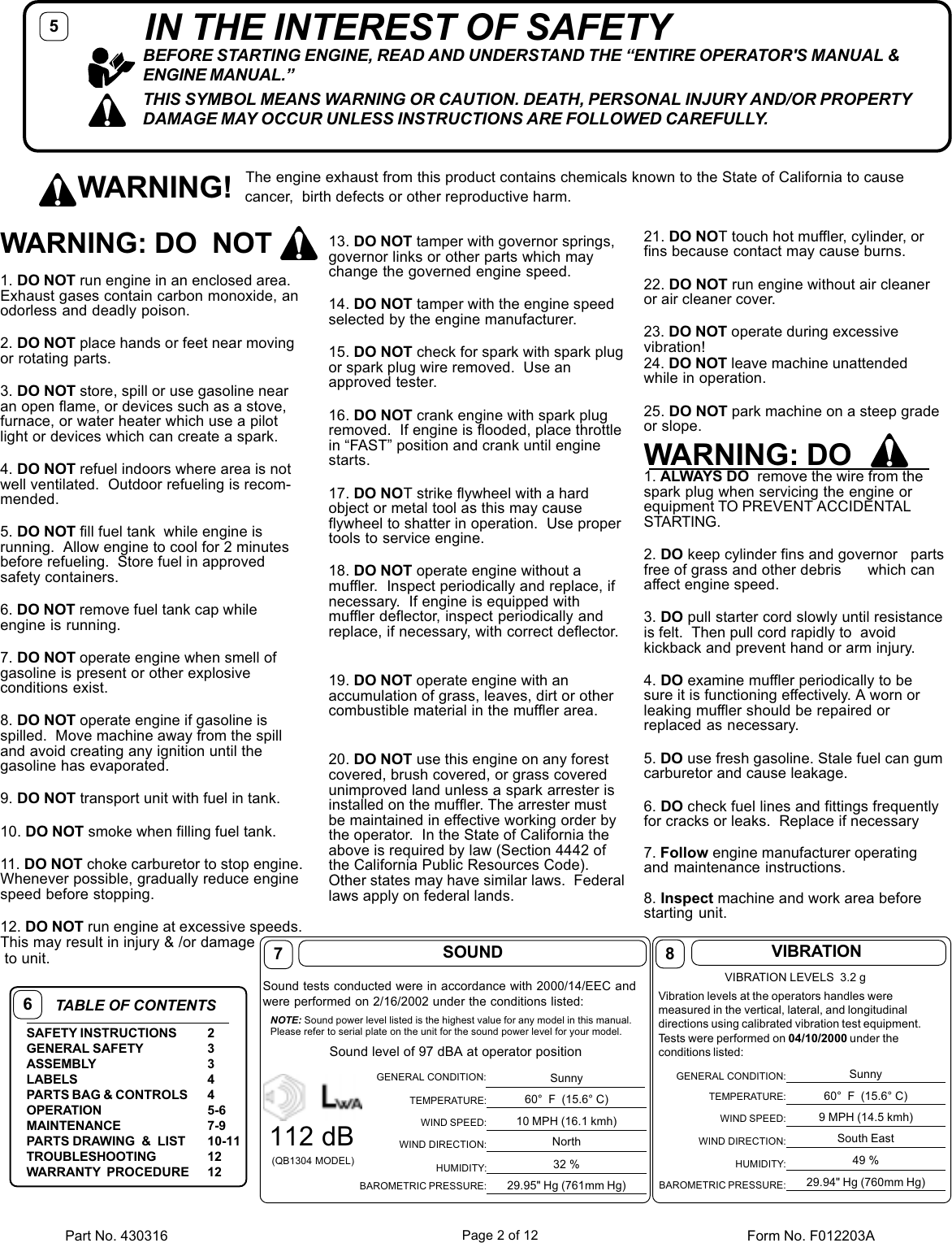 Page 2 of 12 - Billy-Goat Billy-Goat-Qb1004-Qb884H-Qb1304H-Qb994S-Qb654-Qb1304Hbw-Qb554Hc-Users-Manual-  Billy-goat-qb1004-qb884h-qb1304h-qb994s-qb654-qb1304hbw-qb554hc-users-manual