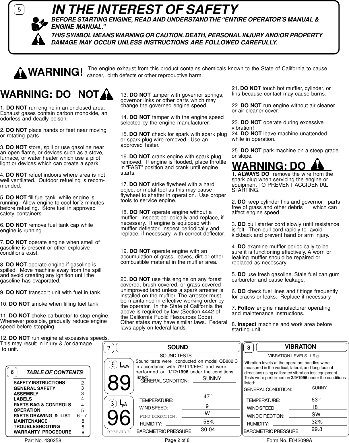 Page 2 of 8 - Billy-Goat Billy-Goat-Qb883-Qb883H-Qb1103-Qb1103H-Users-Manual-  Billy-goat-qb883-qb883h-qb1103-qb1103h-users-manual