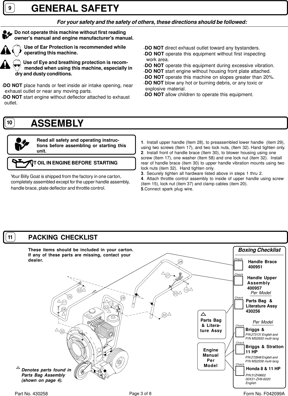 Page 3 of 8 - Billy-Goat Billy-Goat-Qb883-Qb883H-Qb1103-Qb1103H-Users-Manual-  Billy-goat-qb883-qb883h-qb1103-qb1103h-users-manual