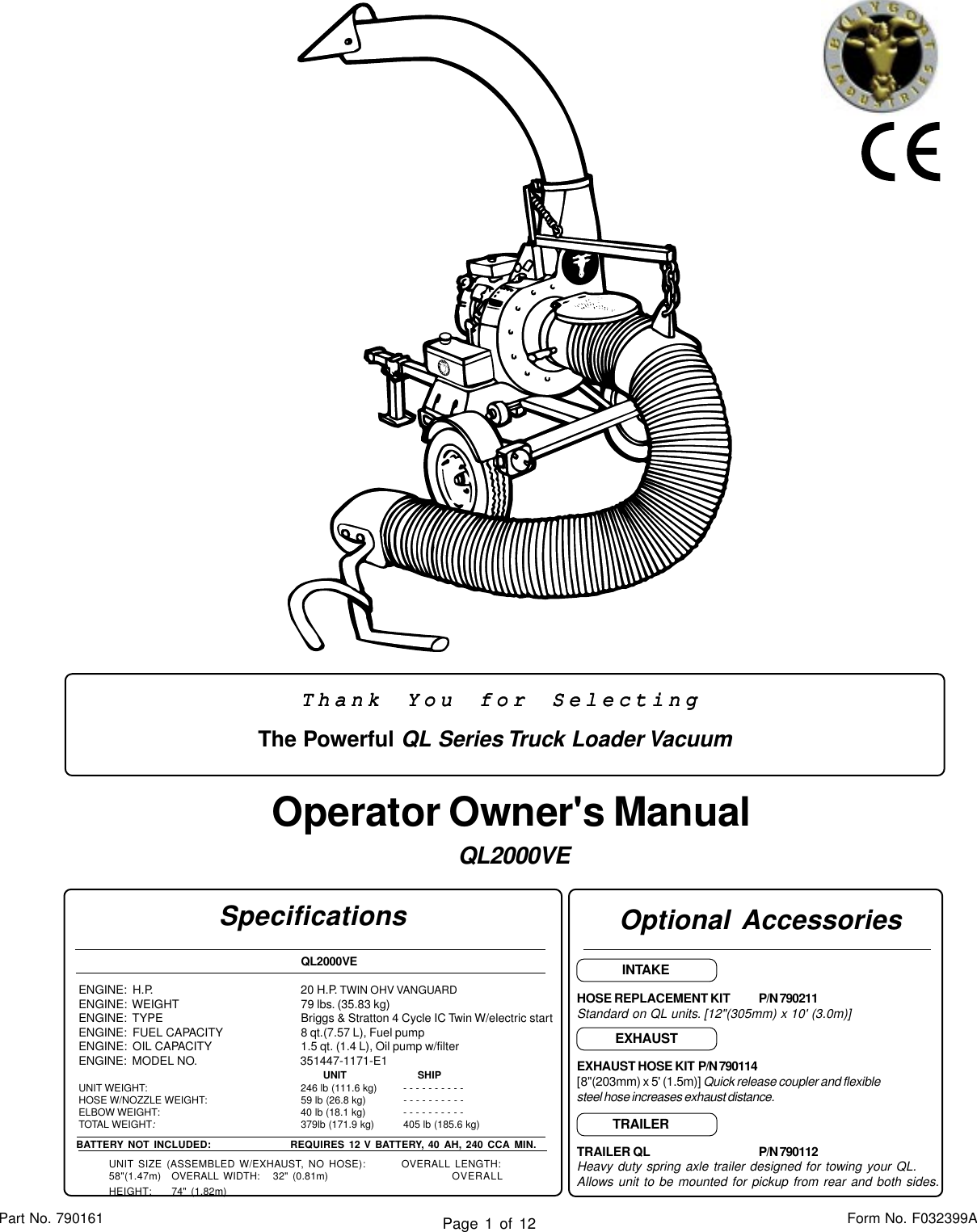 Page 1 of 12 - Billy-Goat Billy-Goat-Ql2000Ve-Users-Manual- 790161 ECR3279  Billy-goat-ql2000ve-users-manual