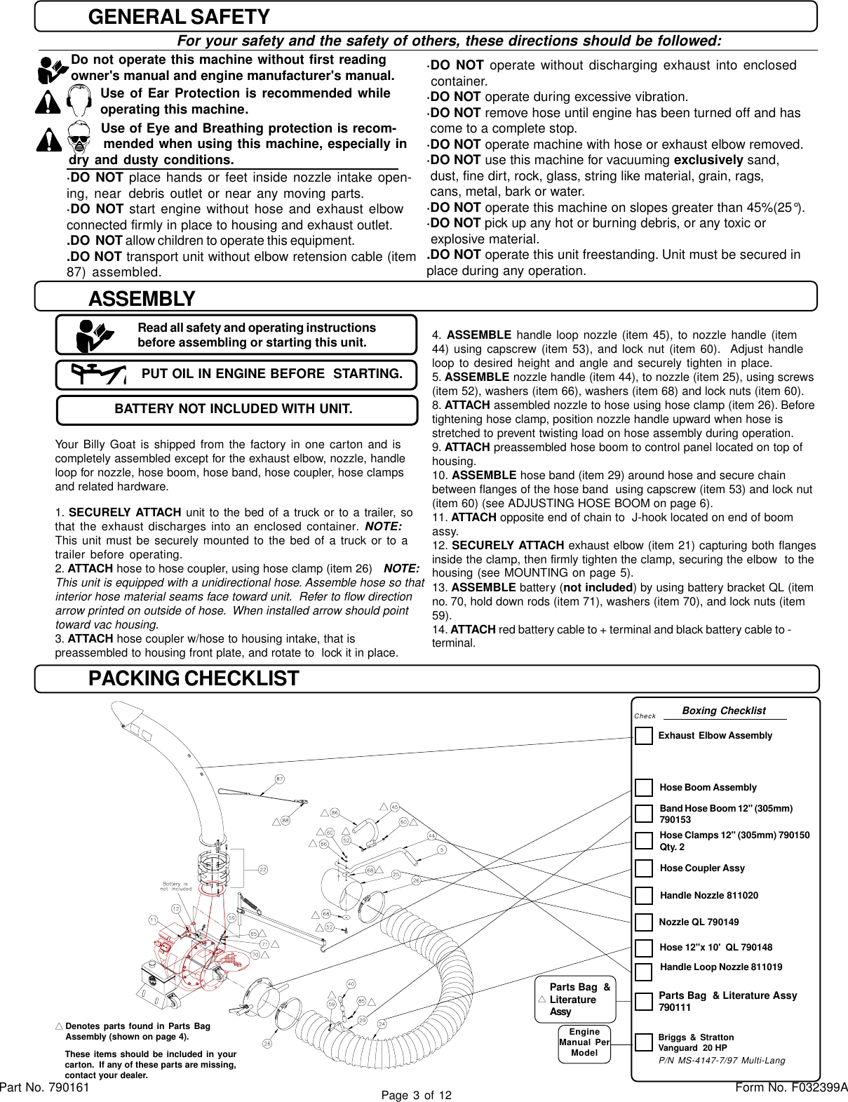 Page 3 of 12 - Billy-Goat Billy-Goat-Ql2000Ve-Users-Manual- 790161 ECR3279  Billy-goat-ql2000ve-users-manual