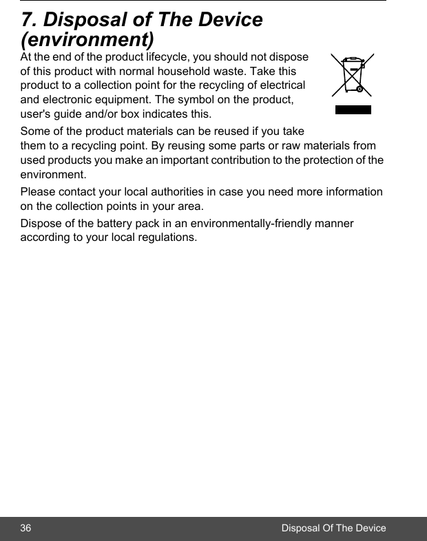 36 Disposal Of The Device                                                                                                                     