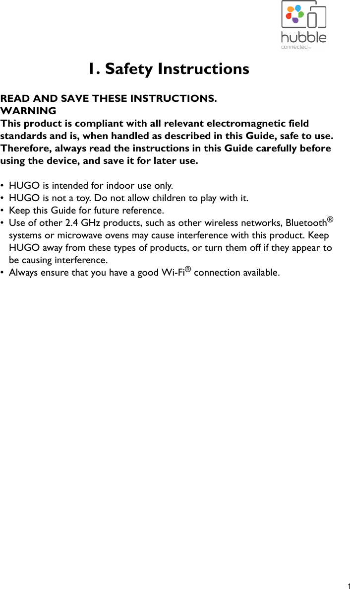 Page 2 of Binatone Electronics HUGO Hugo User Manual Hugo UG US EN