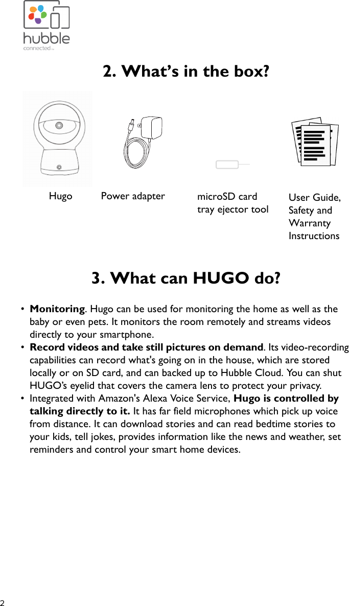 Page 3 of Binatone Electronics HUGO Hugo User Manual Hugo UG US EN