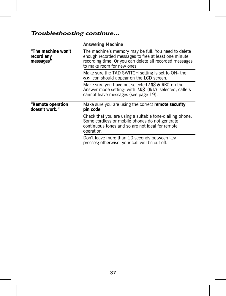 Page 46 of Binatone Electronics IDECTX2I 1.9GHZ CORDLESS PHONE User Manual ht420 d p65